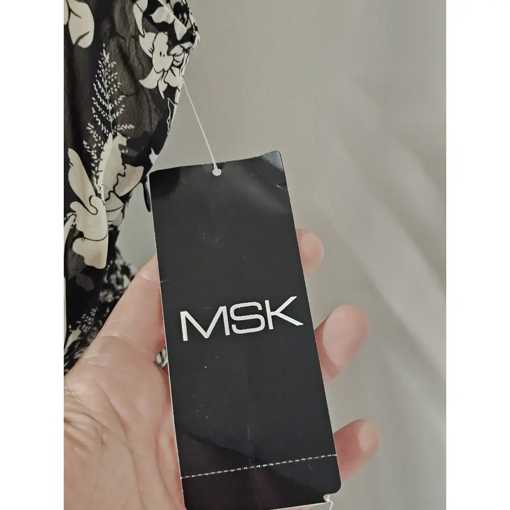MSK Sheer Tiered Midi Dress Womens Sz 12 Boho Feminine Flowy Hippie Dark Fairy